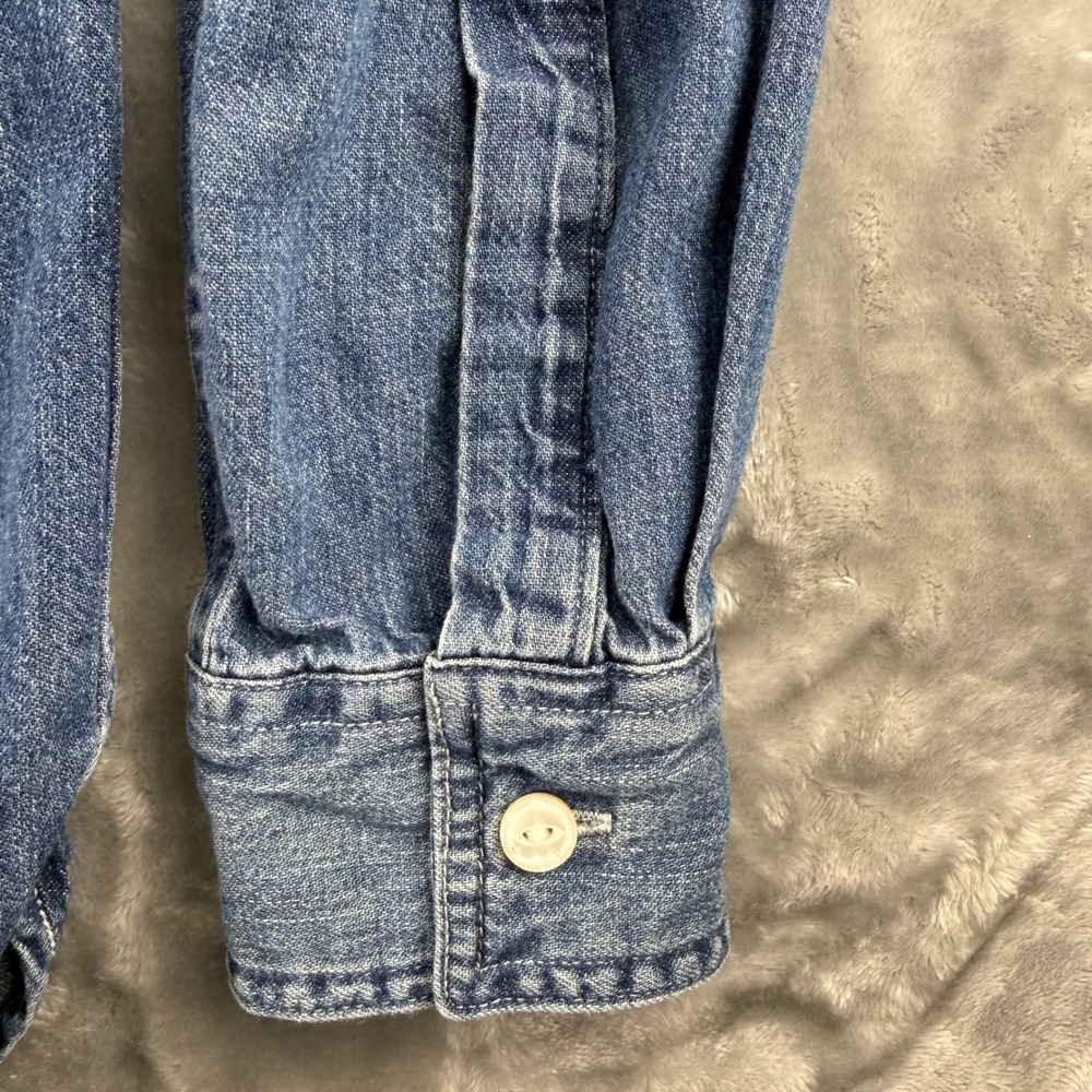 American Eagle Mens Denim Button Down Shirt Medium Wash Blue Cotton Small 11/18 - Picture 13 of 16